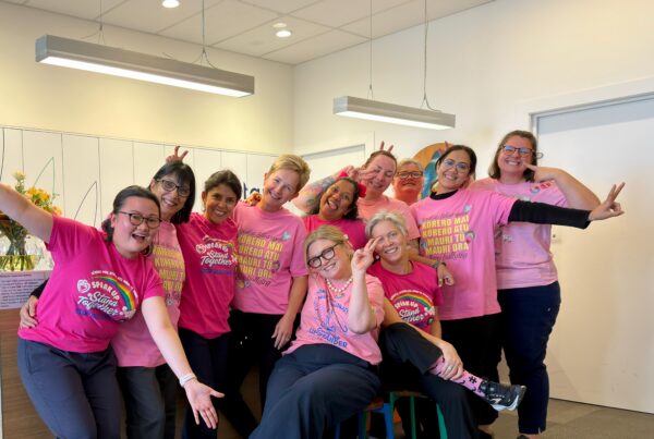 The team at Totara Orthodontics supporting Pink Shirt Day